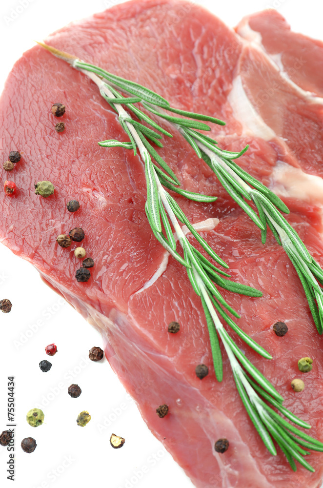 Raw beef steak isolated on white