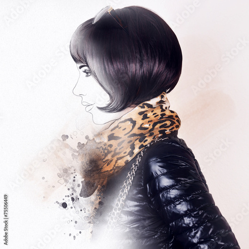 Fototapeta dla dzieci Style woman portrait. fashion illustration