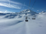 Fototapeta Miasta - Ski lift in French Alps