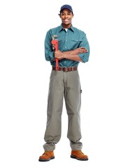 Wall Mural - African American plumber man.