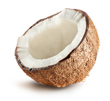 Half Of Coconut Isolated On White Background
