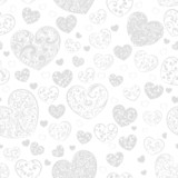 Seamless pattern of hearts, gray on white