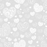 Seamless pattern of hearts, white on gray