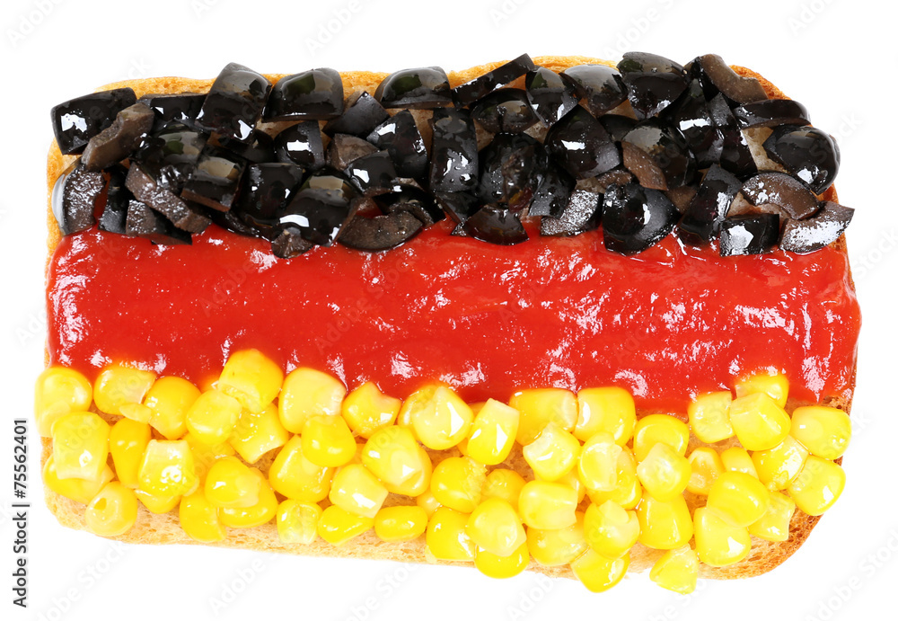 Sandwich with flag of Germany Isolated on  white