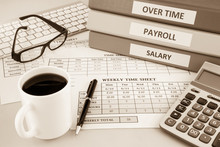 Payroll Time Sheet For Human Resources, Sepia Tone