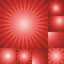 Collection Of Red Color Burst Background.