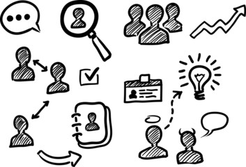 Wall Mural - management and human resources doodle icons