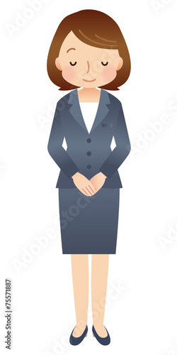 お辞儀する女性 スーツ Adobe Stock でこのストックイラストを購入して 類似のイラストをさらに検索 Adobe Stock