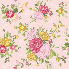 Seamless Floral Shabby Chic Background - In Vector
