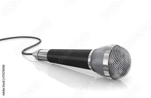 Fotografie, Obraz Microphone isolated on the white background. Speaker concept.