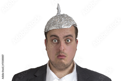 Fotografie, Obraz conspiracy Freak with aluminum foil head