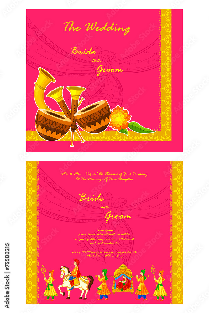Indian wedding invitation card Stock Vector | Adobe Stock