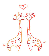 Vector  Cute Giraffes In Love.