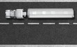 Truck/LKW auf Autobahn - Vogelperspektive mit Textfreiraum