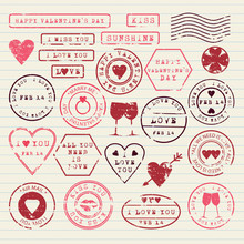 Valentine's Day Stamps Set