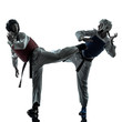 karate taekwondo martial arts man woman couple silhouette