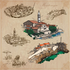 Wall Mural - Montenegro. Hand drawn vector pack.