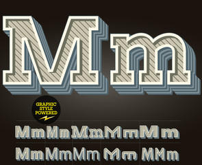 Retro type font collection. Letter m