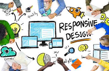 Wall Mural - responsive design internet web online people meeting concept