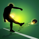 Fototapeta  - soccer player free kick shooting