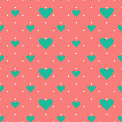 Wall Mural - seamless pattern small dots, hearts