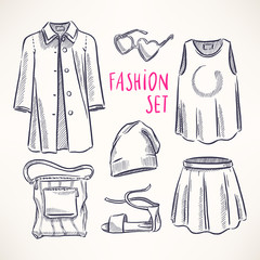 Sticker - fashion set with women's clothing - 2