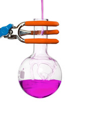 Poster - Chemical round bottom flask on a stand with solution