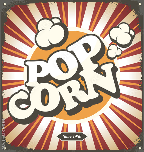 Naklejka - mata magnetyczna na lodówkę Popcorn vintage poster concept