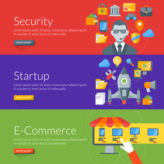 Wall Mural - flat design concept for security, startup and e-commerce