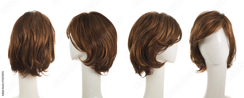 Hair wig over the mannequin head - obrazy, fototapety, plakaty 