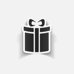 Sticker - realistic design element: gift box