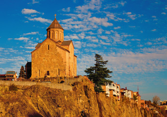 Fototapete - Thabori monastery on a hill in Tbilisi, Georgia country