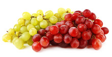 Green And Red Grape Isolated On White Background