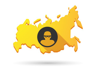 Sticker - Long shadow Russia map icon with a thief