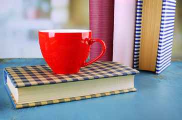 Sticker - Color cup of tea with books