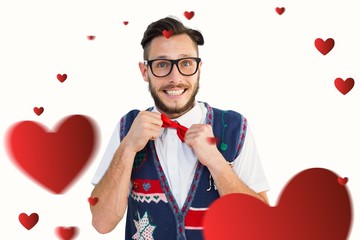 Leinwandbilder - Composite image of geeky hipster wearing christmas vest