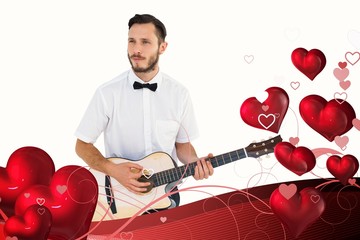 Poster - Composite image of geeky hipster playing the guitar