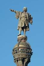 Statue Of Christopher Columbus In The Rambla De Barcelona
