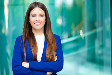 Poster - Smiling businesswoman outdoor