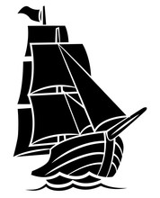 Black Silhouette Of Ship Symbol