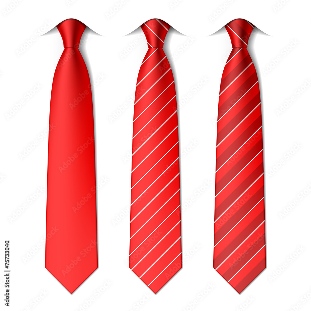 Red plain and striped ties - obrazy, fototapety, plakaty 