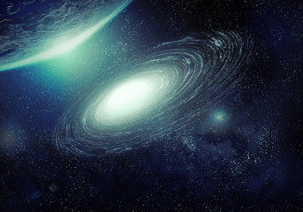 Wall Mural - Space with planet and galaxy