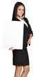 © mirexon - Business woman holding in hand a blank sheet of white cardboard