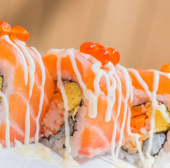 Wall Mural - Salmon sushi roll