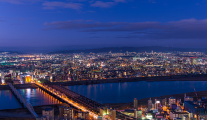 Wall Mural - Sunset over Osaka