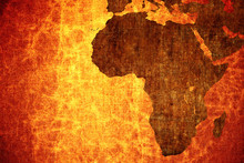 Grunge Vintage Scratched Africa Map Background.