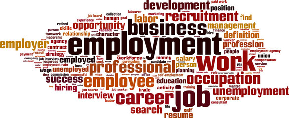 Employment word cloud concept. Vector illustration