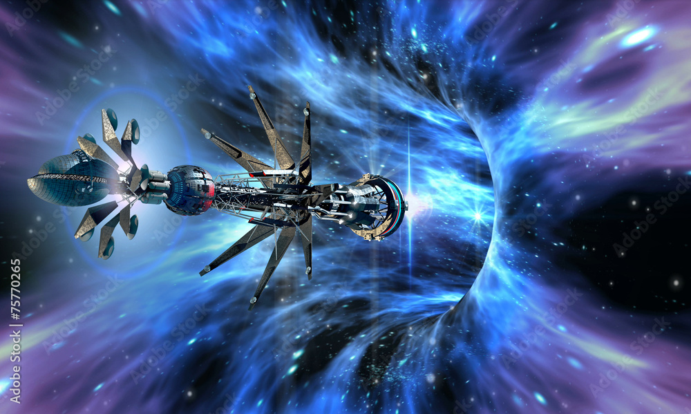 Deep space background with exotic wormhole system Stock Illustration ...