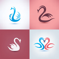 Wall Mural - swan symbol collection