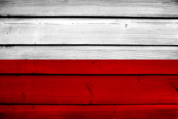 Wall Mural - Poland Flag on wood background